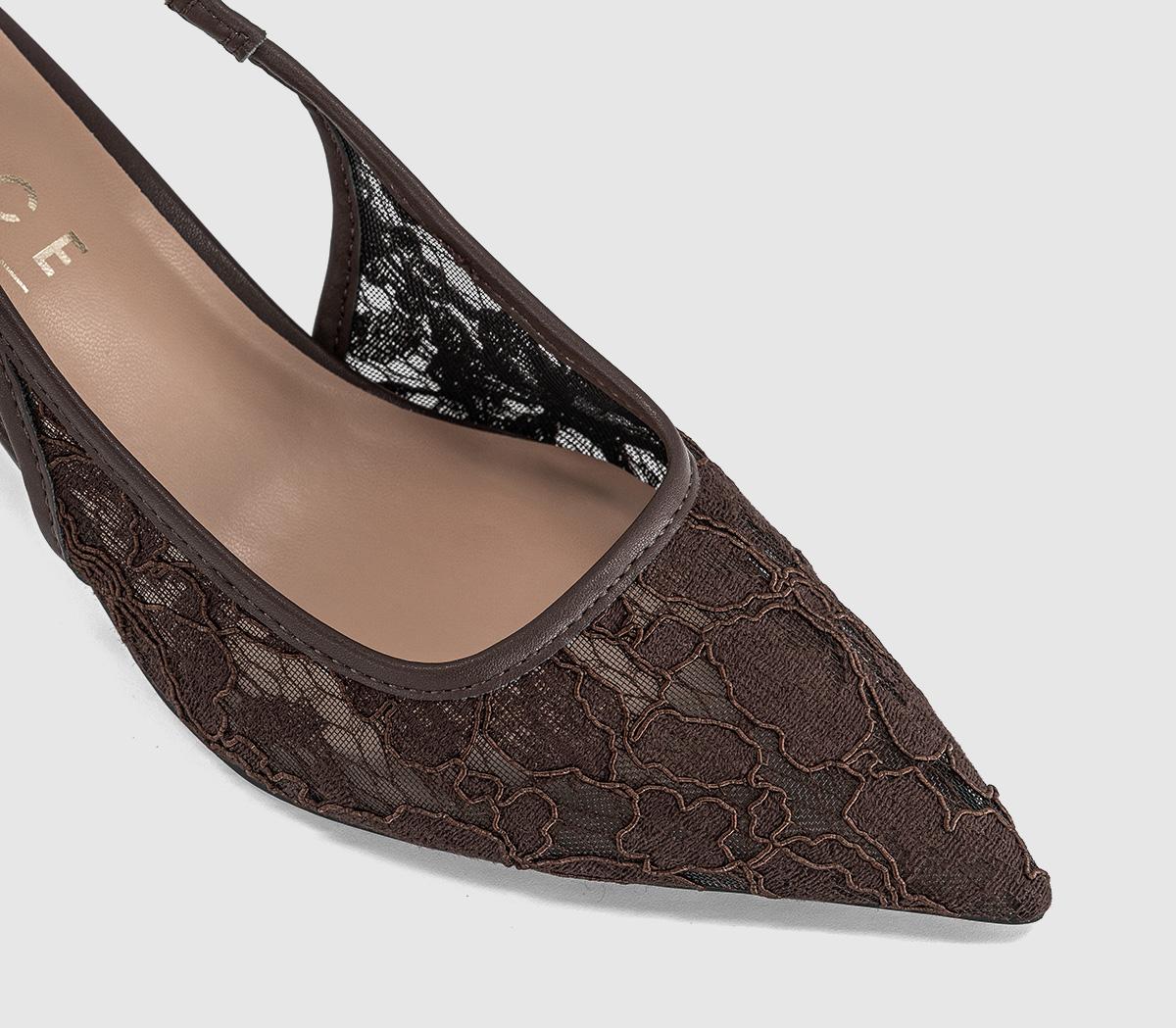 OFFICEMadison Point Court Kitten HeelsBrown Lace