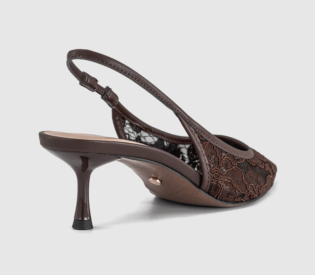 OFFICEMadison Point Court Kitten HeelsBrown Lace