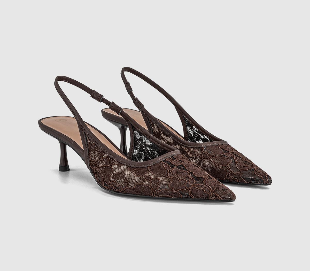 OFFICEMadison Point Court Kitten HeelsBrown Lace