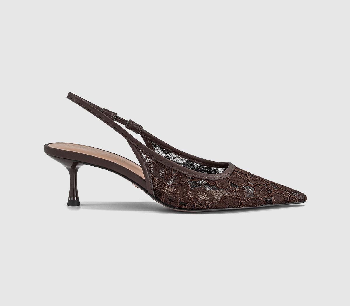 OFFICEMadison Point Court Kitten HeelsBrown Lace