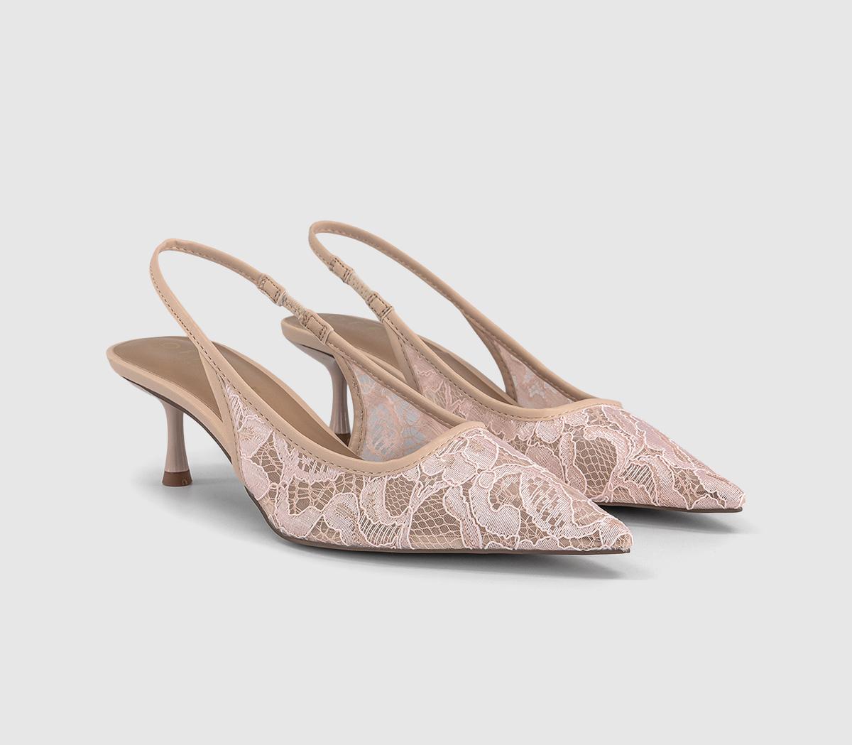 OFFICEMadison Point Court Kitten HeelsPink Lace