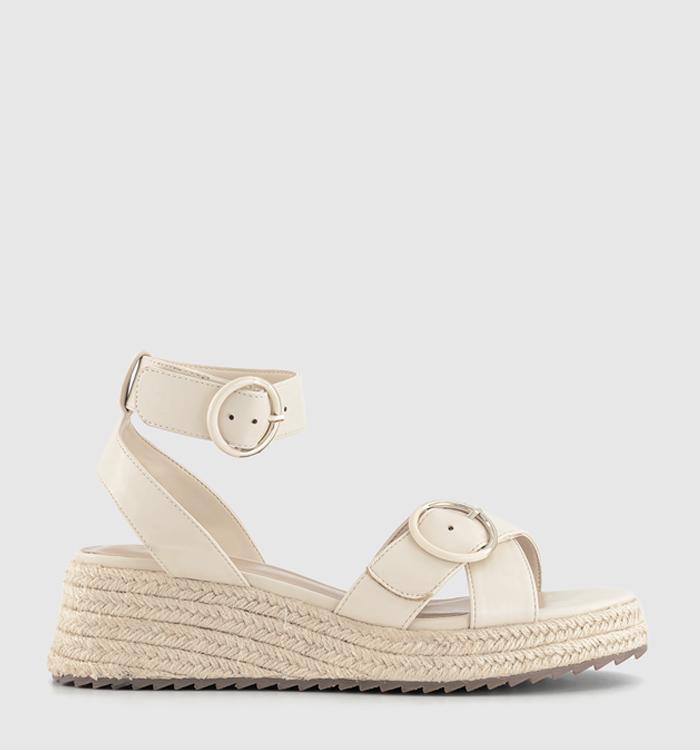 OFFICE Marcella Double Buckle Espadrille Wedges Off White
