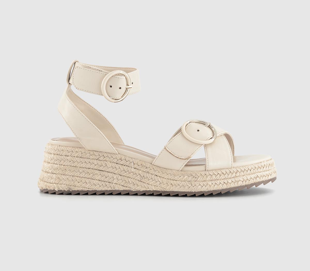 Marcella Double Buckle Espadrille Wedges Off White