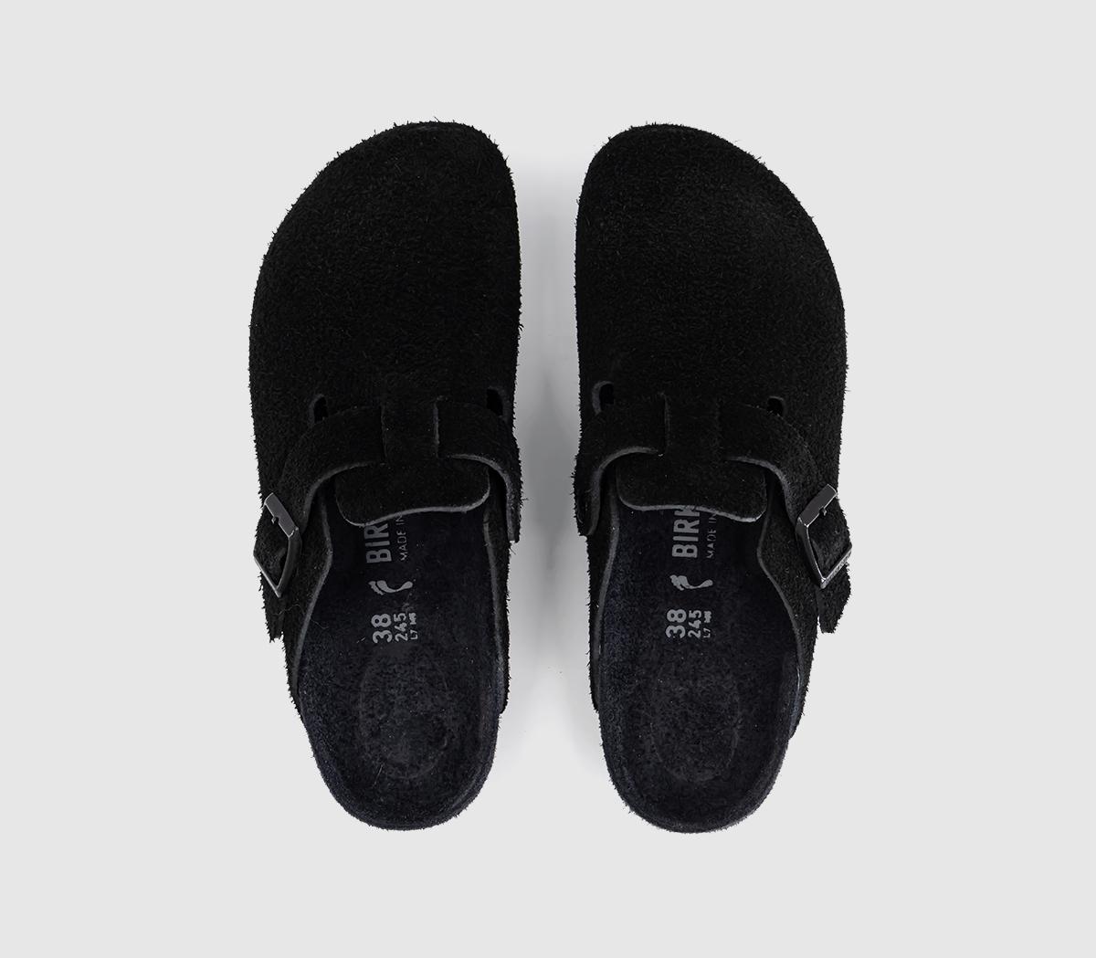 BIRKENSTOCK Boston Exquisite Clogs Black Exq Suede - Women's Sandals