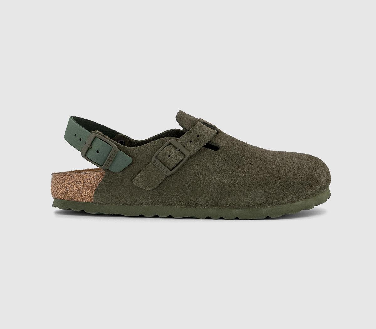 Birkenstock Womens Tokio Exquisite Clogs Thyme In Green, 7