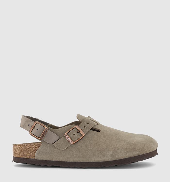 BIRKENSTOCK Tokio EXQUISITE Clogs Taupe Suede