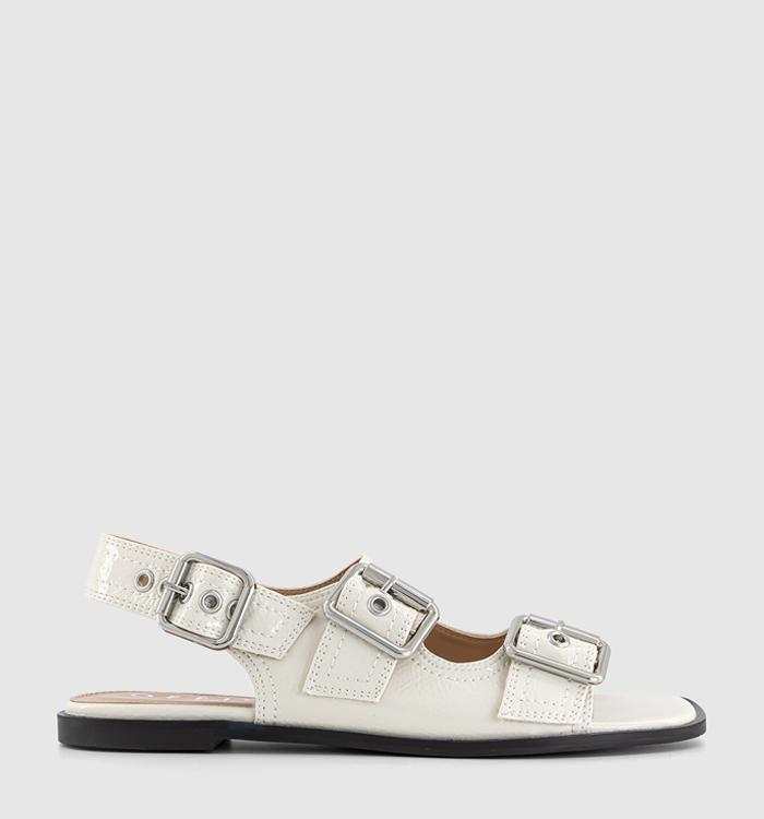 OFFICE Stealth Double Buckle Contrast Stitch Sandals Off White