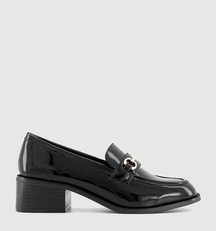 OFFICE Mackenzie Snaffle Detail Heeled Loafers Black Leather
