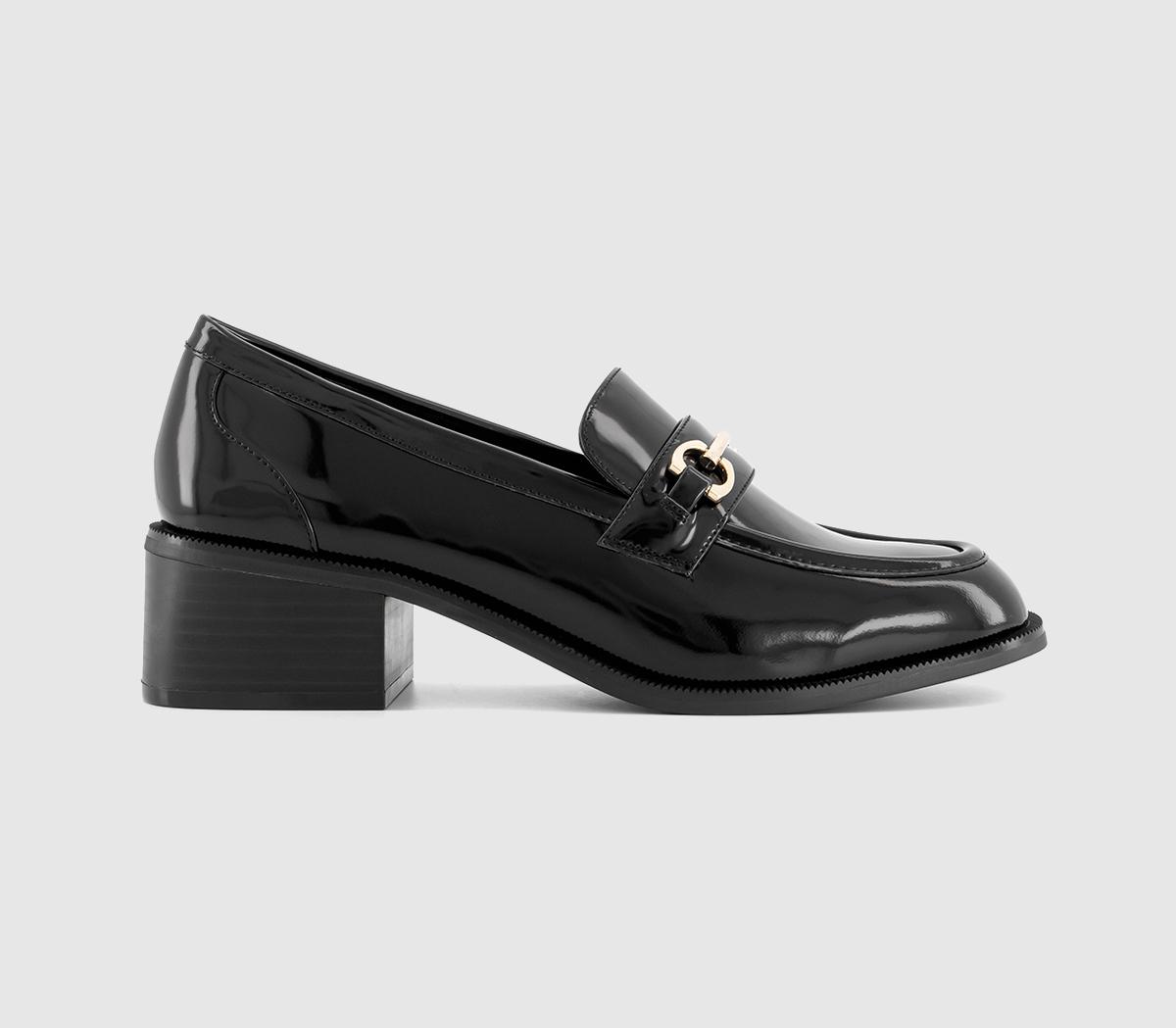 Mackenzie Snaffle Detail Heeled Loafers Black Leather