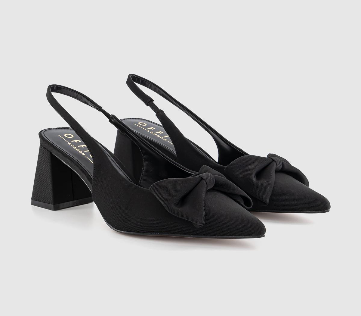 OFFICEMarley Bow Detail Slingback Block HeelsBlack