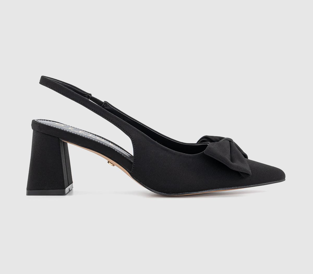 Marley Bow Detail Slingback Block Heels Black