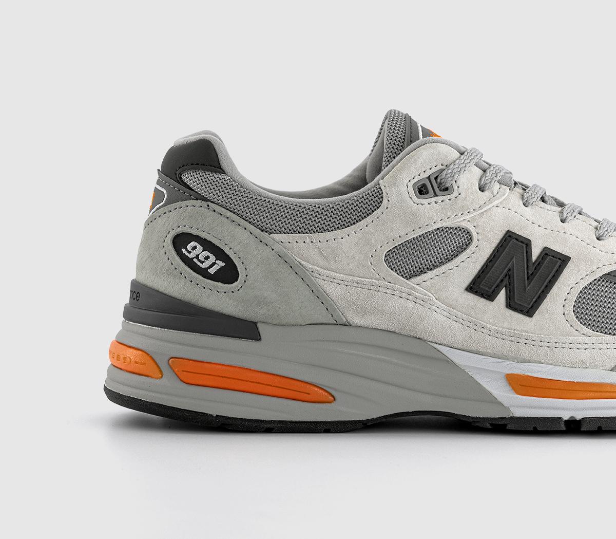 New Balance991V2 Made in UK TrainersPelican Abbey Stone Persimmon Orange