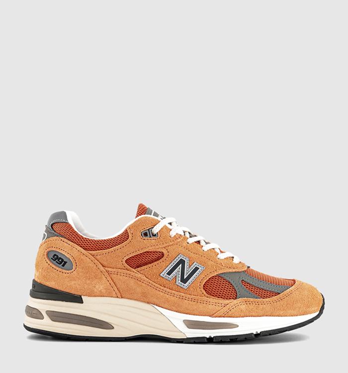靴 New Balance 991V2 \"Persimmon Orange\" 27 New Balance 991v2 Grey Orange U991BS2 | SneakerNews.com