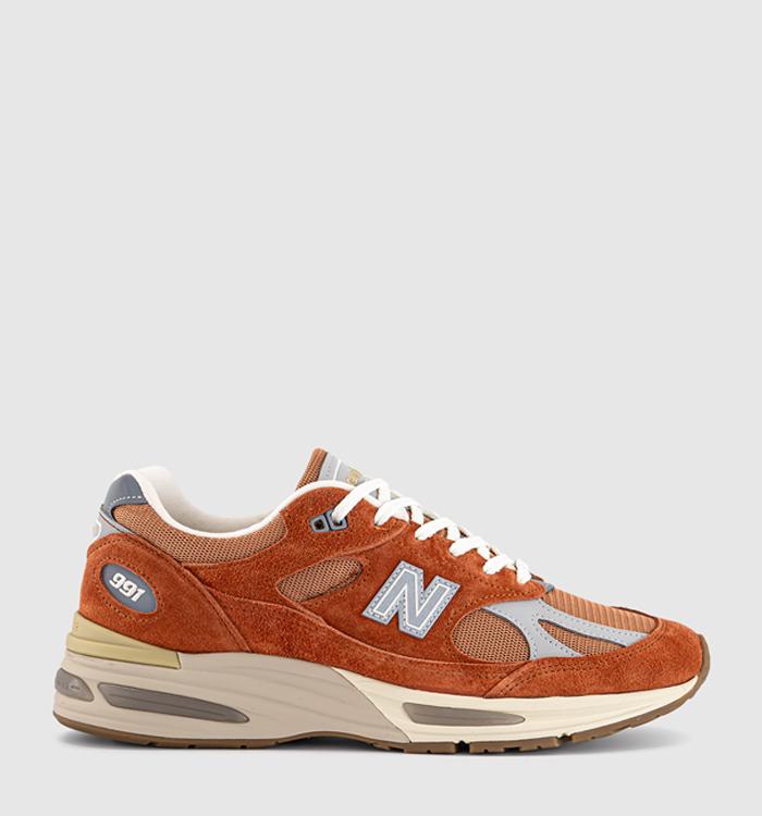 New Balance 991v2 Trainers Potters Clay Raw Sienna Harbor Mist