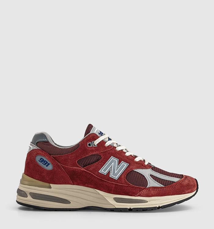 New Balance 991v2 Trainers Karanda Red Cordovan