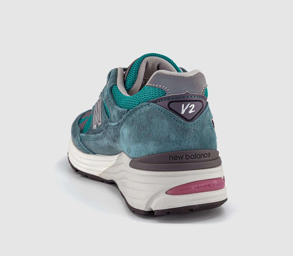 New Balance991v2 TrainersPorcelain Green Trooper Silver