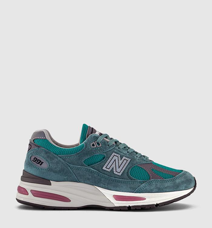 New Balance 991v2 Trainers Porcelain Green Trooper Silver
