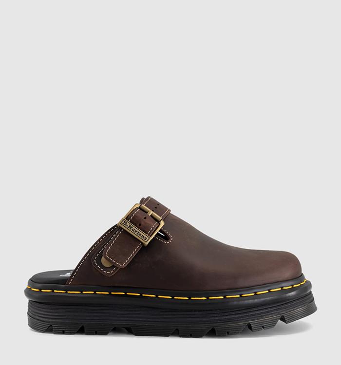 Dr. Martens Zebzag Mules Dark Brown Crazy Horse