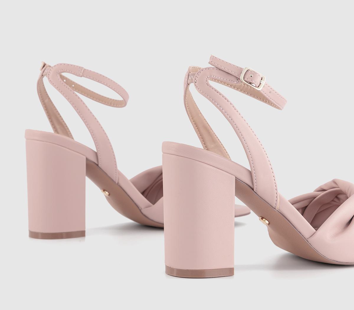 OFFICE Hallow Soft Twist Front Block Heels Pale Pink - High Heels