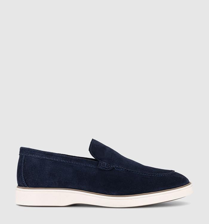 OFFICE Cabana White Sole Apron Loafers Navy Suede