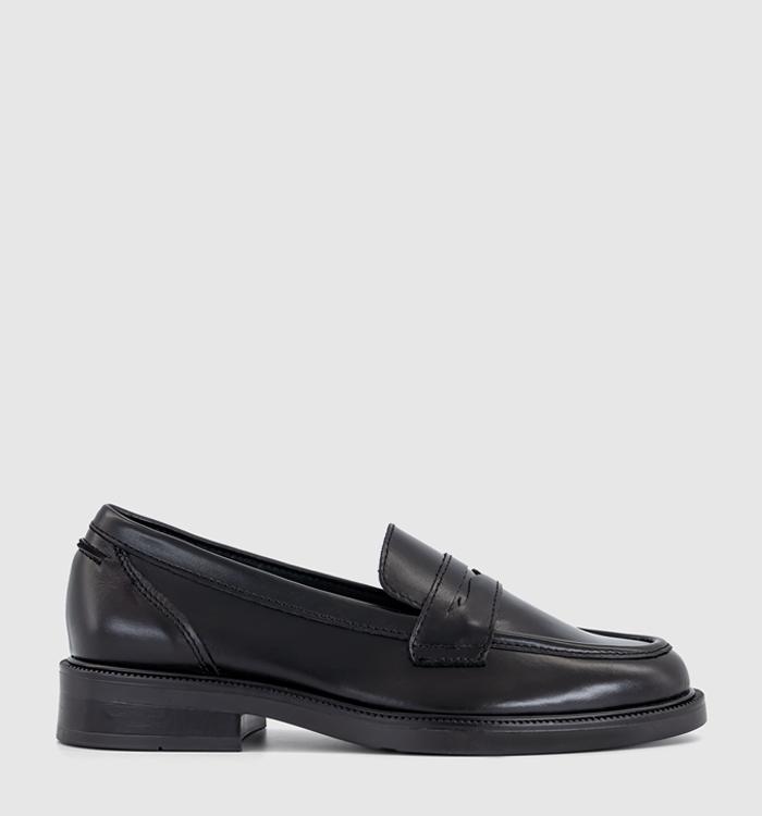 OFFICE Forgive Penny Leather Loafers Black Leather