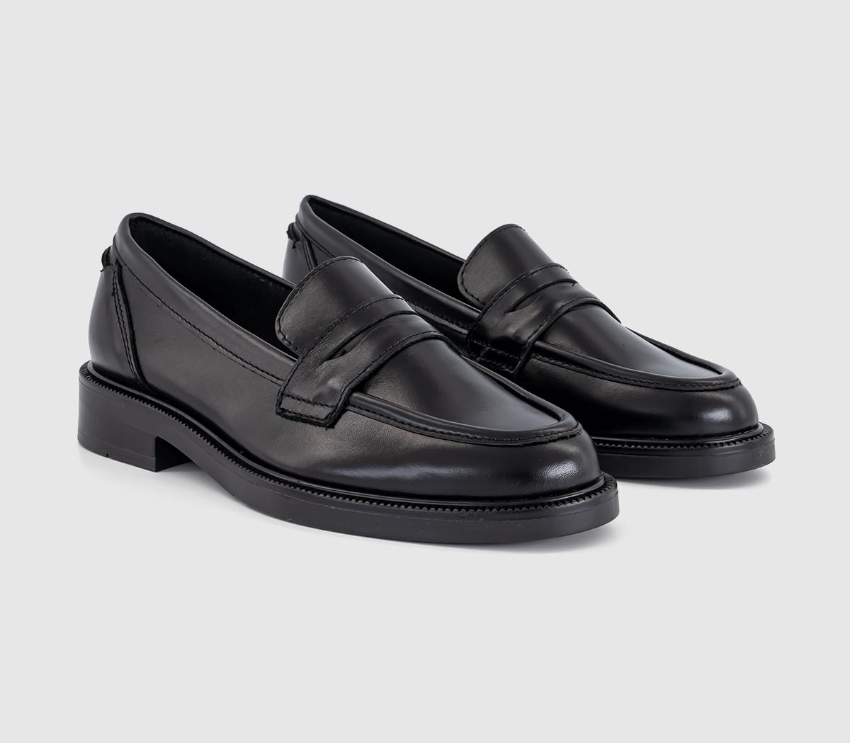 OFFICE Womens Forgive Penny Leather Loafers Black, 6