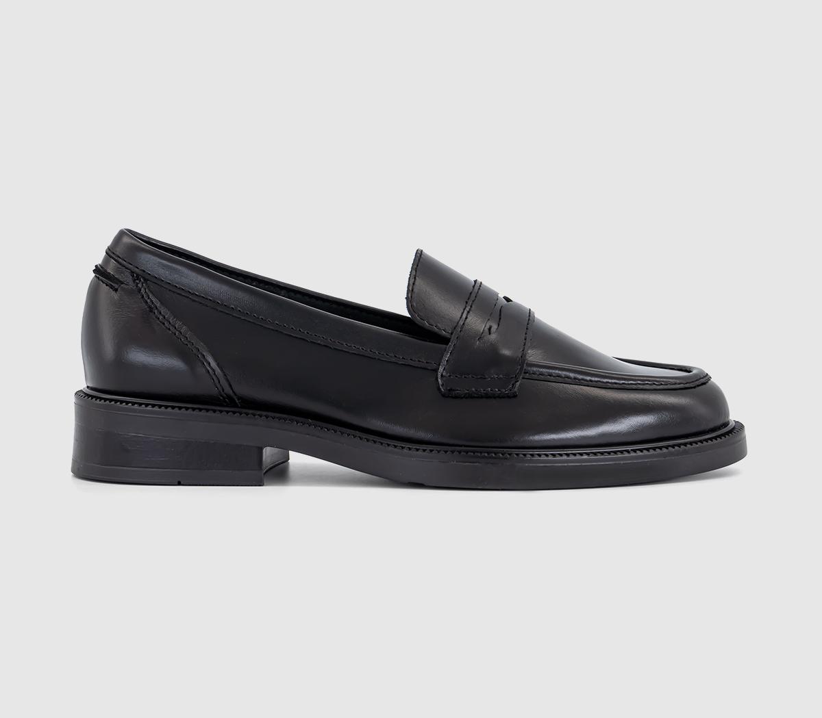 OFFICE Forgive Penny Leather Loafers Black Leather - Flat Shoes for Women