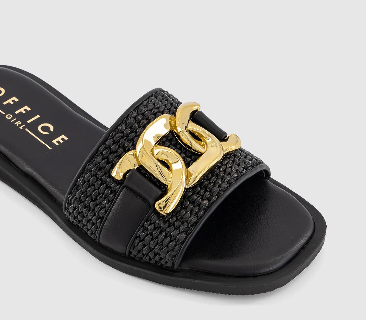 OFFICE Society Raffia Chain Detail Slides OFFICE Society Raffia Chain Detail Slides Black