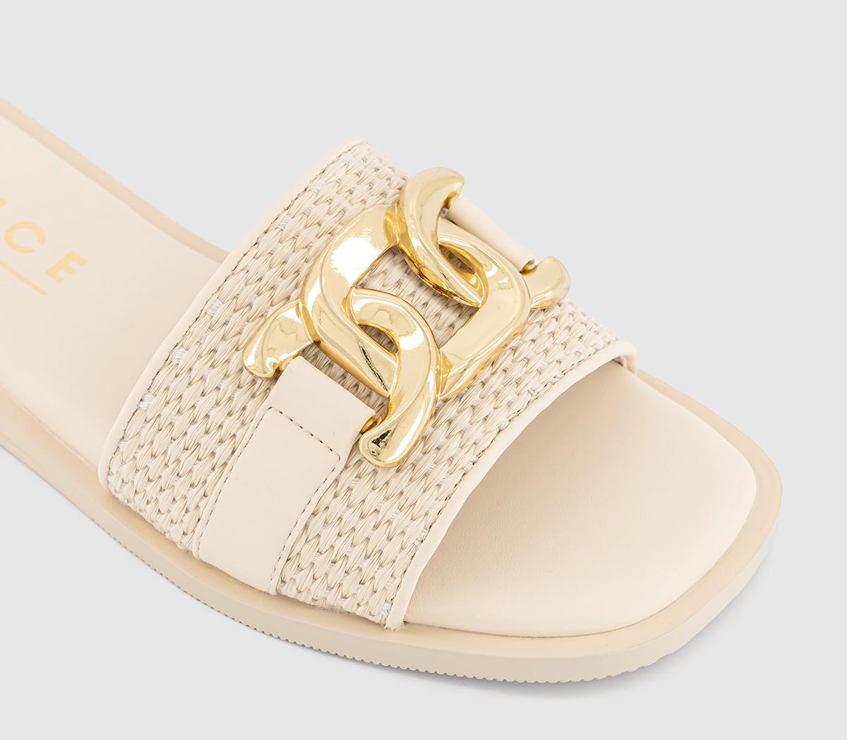 OFFICE Society Raffia Chain Detail Slides OFFICE Society Raffia Chain Detail Slides Cream Raffia