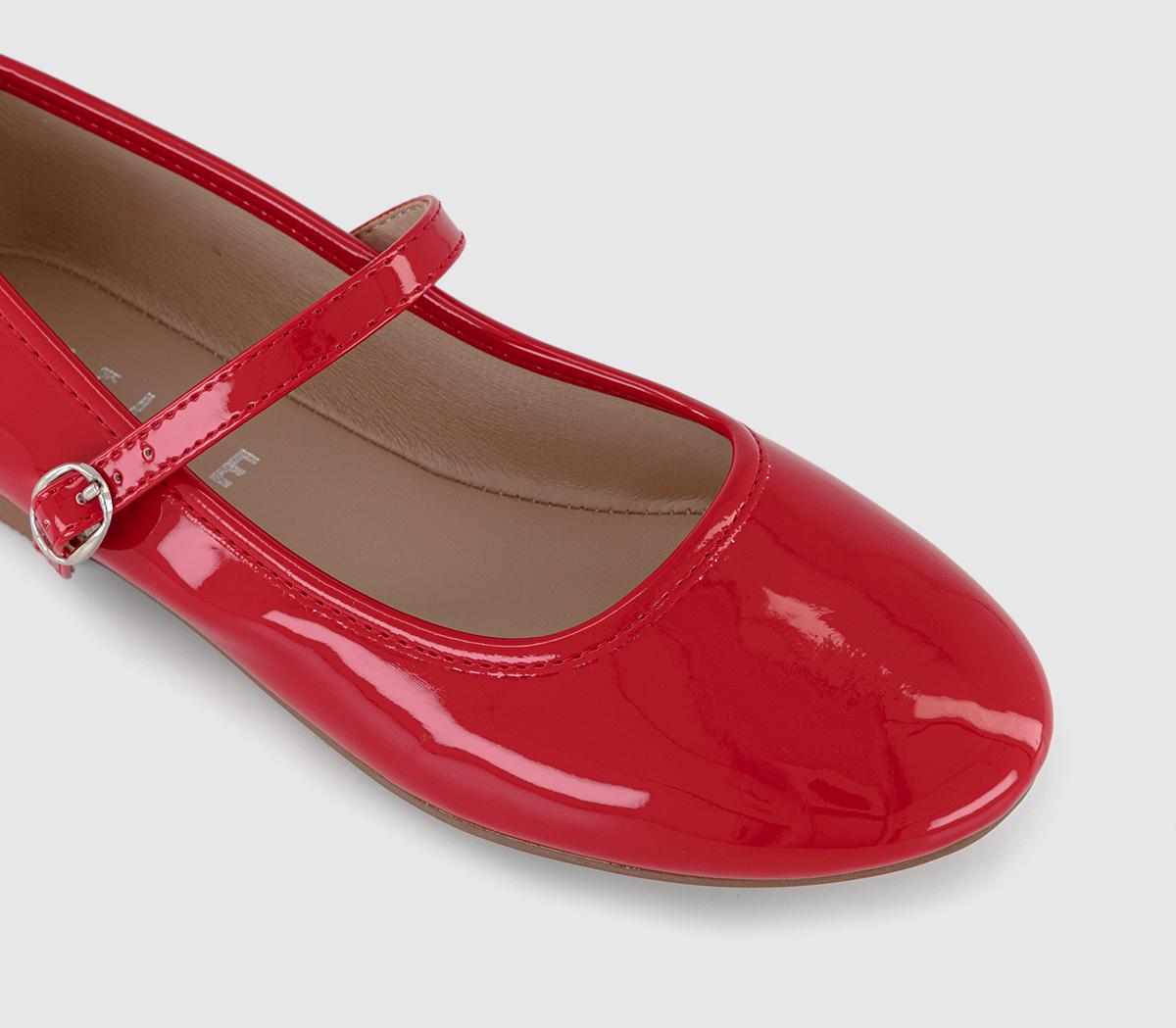 OFFICE Flower Mary Jane Ballet Pumps Red Patent - Flat Shoes for Women