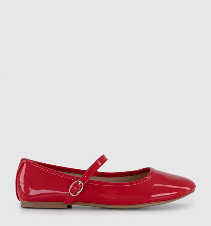 OFFICE Flower Mary Jane Ballet Pumps Red Patent