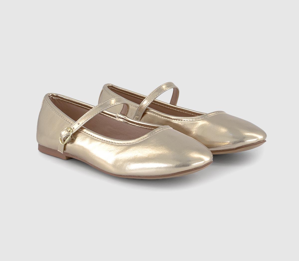 OFFICE Flower Mary Jane Ballet Flats OFFICE Flower Mary Jane Ballet Flats Gold