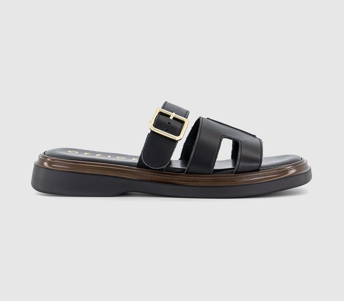 OFFICEStevie Cut Out Buckle SandalsBlack Leather