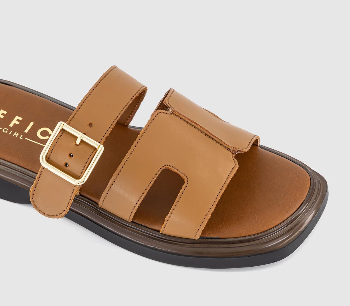 OFFICE Stevie Cut Out Buckle Sandals OFFICE Stevie Cut Out Buckle Sandals Tan Leather