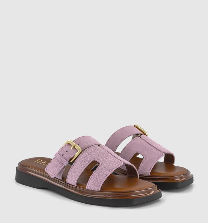 OFFICE Stevie Cut Out Buckle Sandals Pink Suede