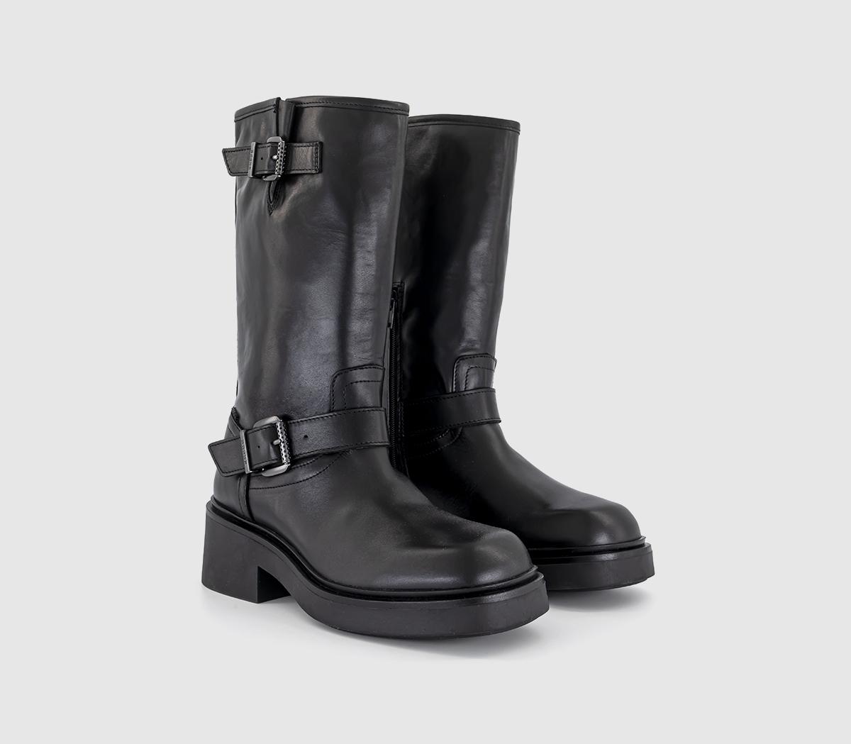 BRONX Daff Buckle Knee High Boots Black - Women's Boots