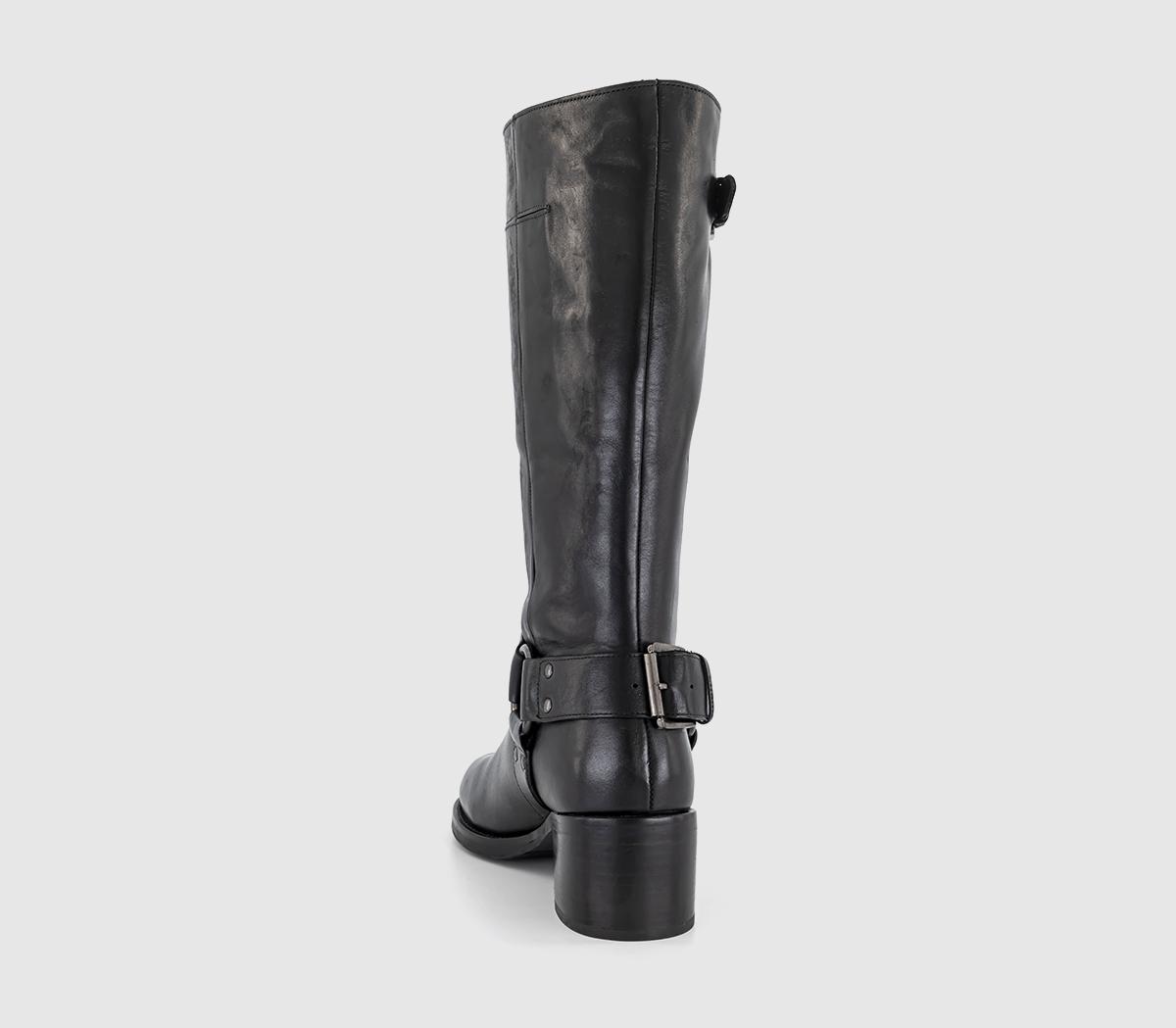 BRONX Camperos Harness Knee High Boots Black - Knee High Boots