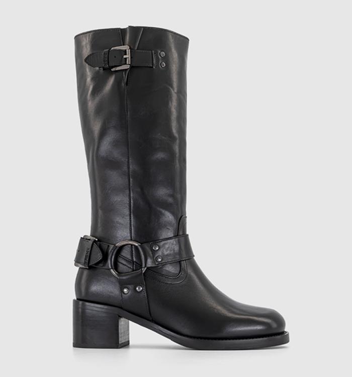 BRONX Camperos Harness Knee High Boots Black