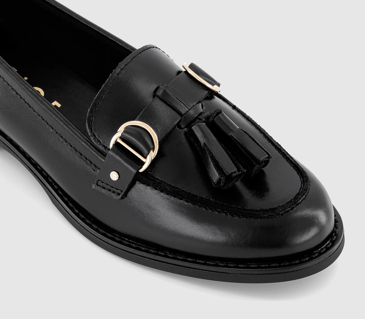 OFFICE Feels Leather Trim Tassel Loafer Black Leather - Flat Shoes for ...