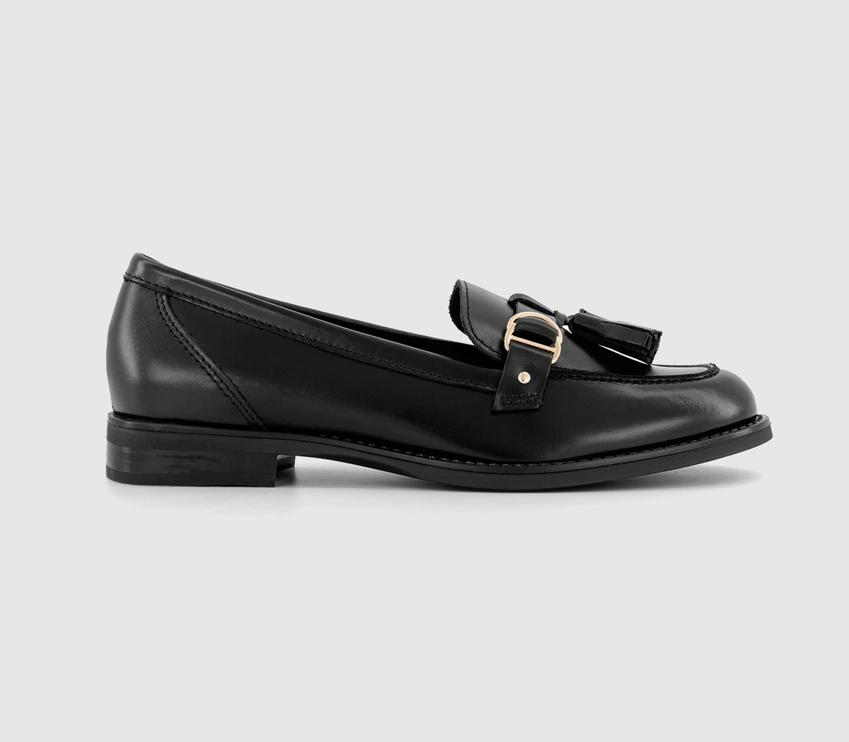 Black leather tassel loafers 2024 womens