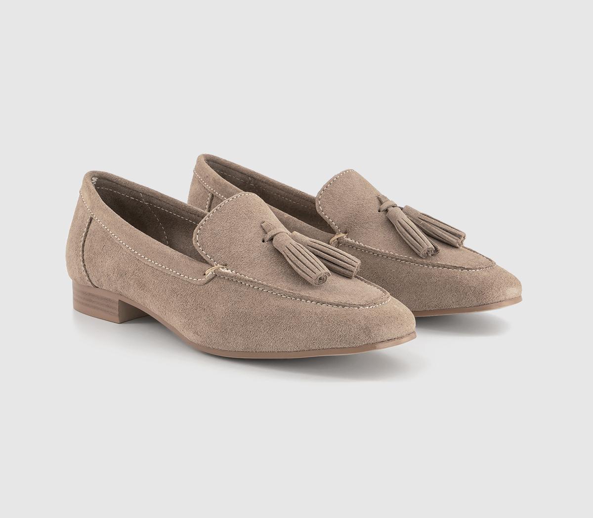 OFFICE Womens Fond Tassel Loafers Taupe Suede, 3