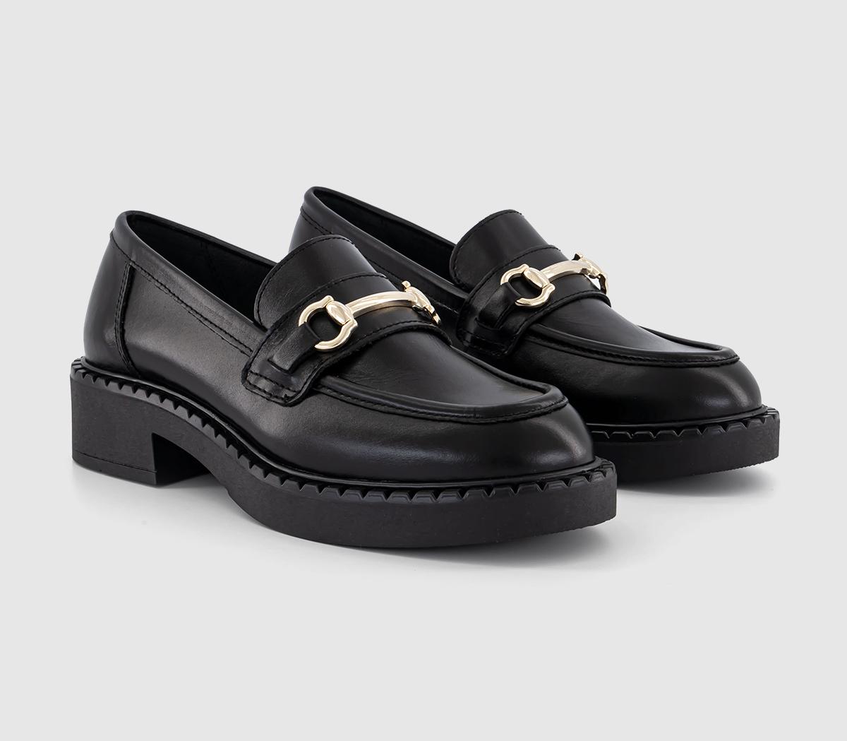 OFFICE Womens Future Chunky Hardware Loafers Black Leather, 6