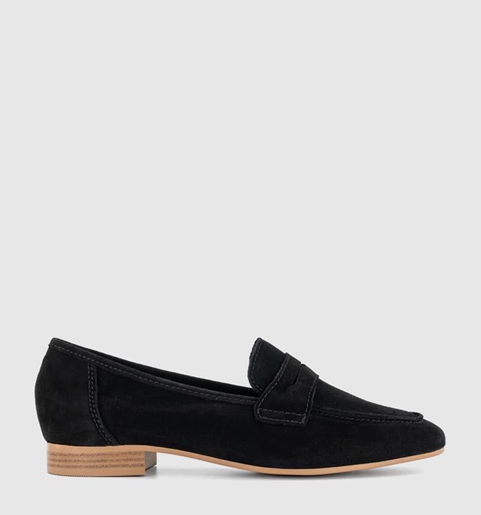 OFFICE Fortunate Unstructured Suede Loafers Black Suede