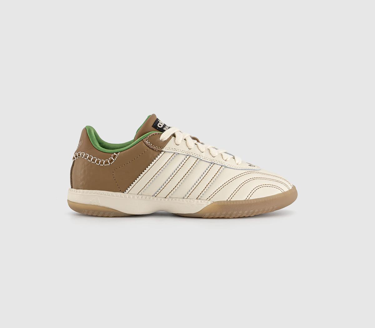 adidas Girls Consortium Wales Bonner MN Samba Trainers Wonder White Raw Desert Crew Green, 7