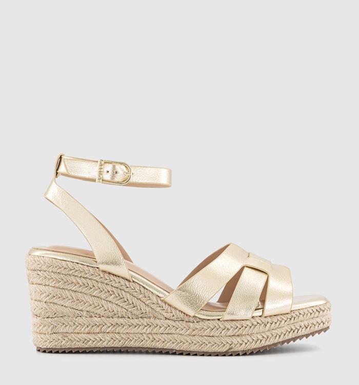 OFFICE Marta Gold Weave Espadrille Wedges Gold