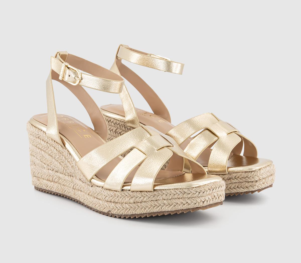 OFFICEMarta Gold Weave Espadrille WedgesGold