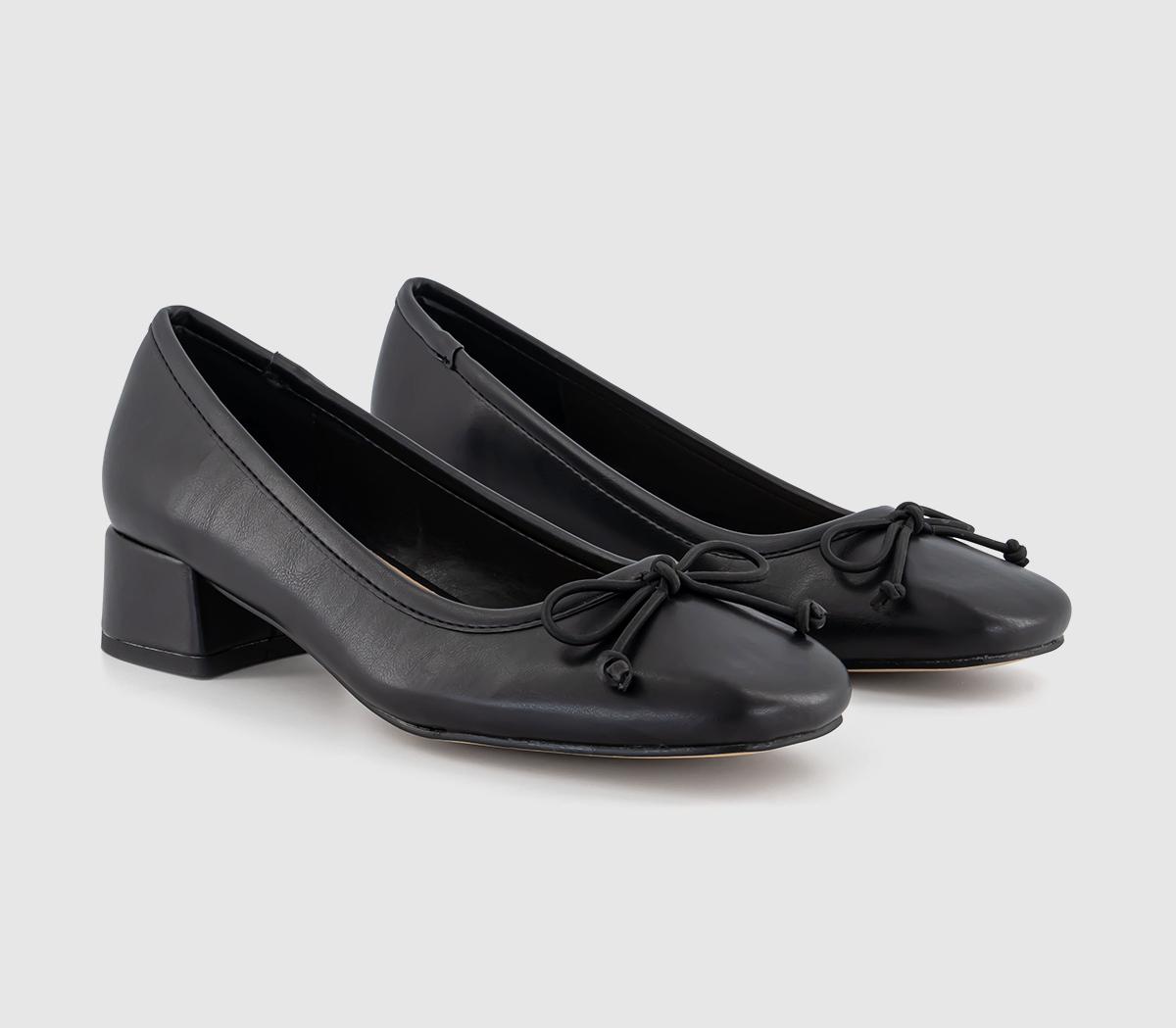 OFFICE Marielle Low Block Heel Ballerinas Black - Mid Heels