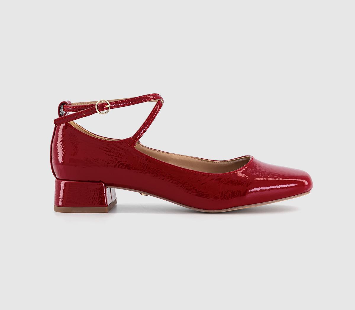 Francesca Cross Over Ankle Strap Mary Jane Shoes Red Patent