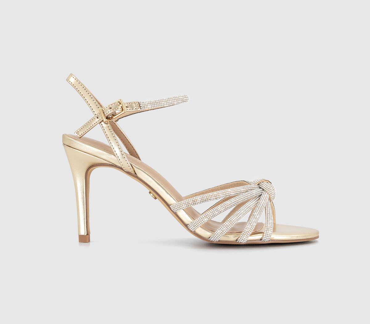 Hazel Embellished Knot Detail Heeled Sandals Gold Multi