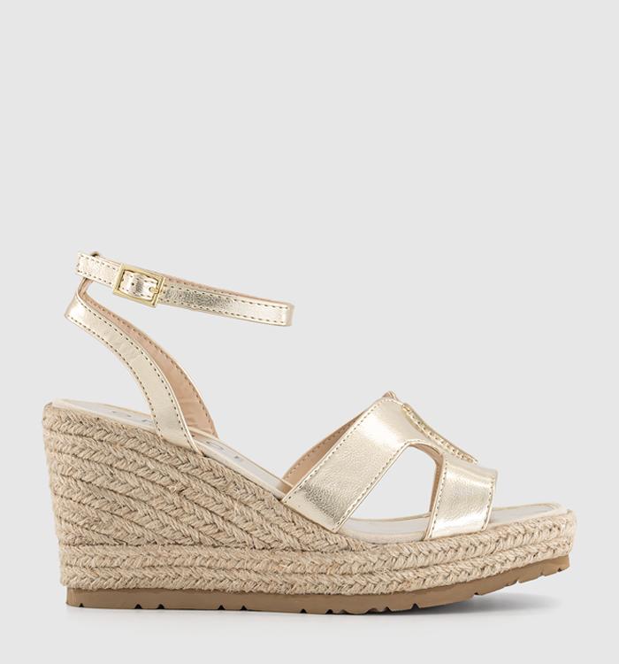 OFFICE Harbour Cut Out Espadrille Wedges Gold